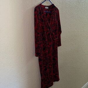 Calvin Klein Collection Red and Black Long Sleeve Dress